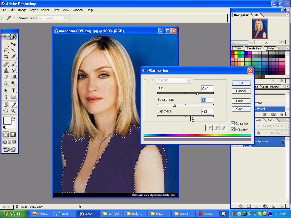 Adobe Photoshop 7.0 for Windows Hue/Saturation Dialog (2002)